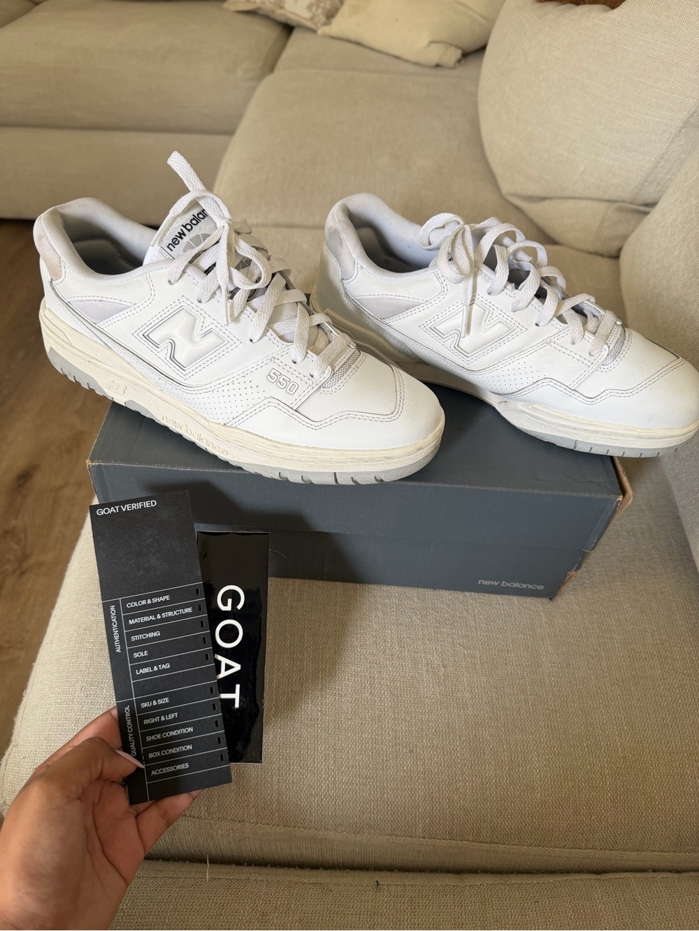New Balance 550 All-White Low-Top Sneakers